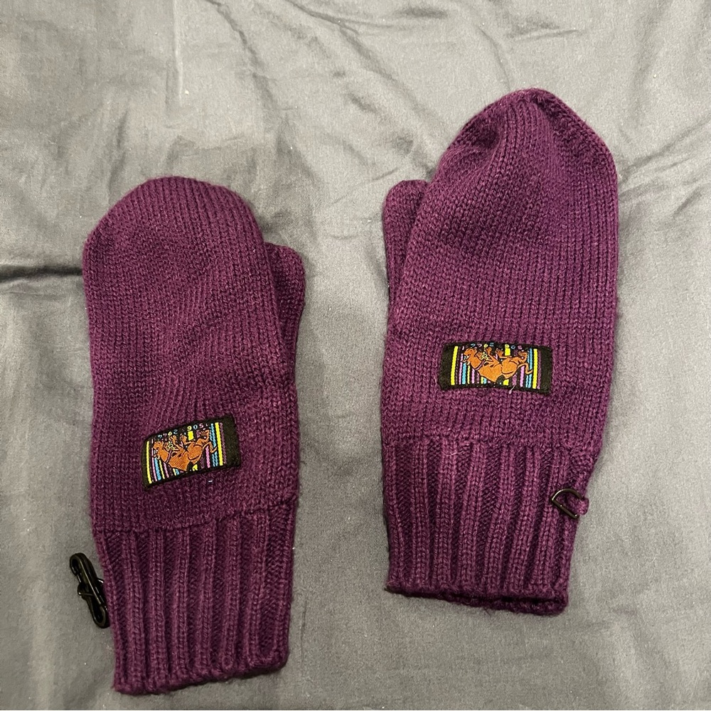 Scooby Doo purple mittens vintage clasp dog vintage one size rare